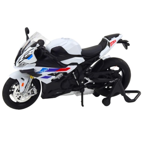 Motocykl Sportowy Metalowy Światła Dźwięki Biały S1000 1:12 LEAN Toys