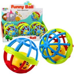 Piłka z Grzechotką Sensoryczna Gumowa Elastyczna Kolorowa LEAN Toys
