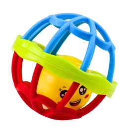 Piłka z Grzechotką Sensoryczna Gumowa Elastyczna Kolorowa LEAN Toys