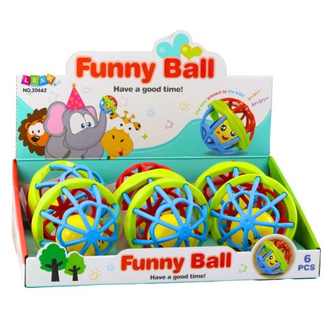 Piłka z Grzechotką Sensoryczna Gumowa Elastyczna Kolorowa LEAN Toys