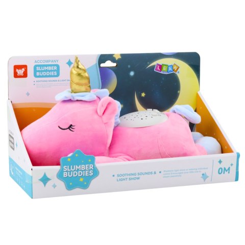 Pluszowy Jednorożec Usypiająca Przytulanka Projektor Dźwięk Szum Różowy LEAN Toys
