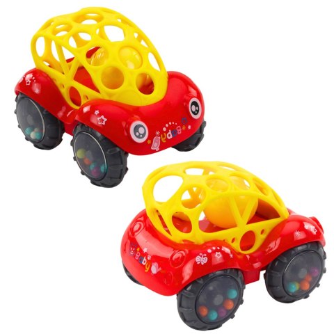 Samochodzik Autko Grzechota Dla Niemowląt Czerwony Zielony LEAN TOYS