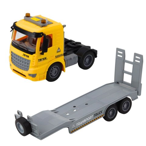 Ciężarówka Laweta Koparka Gąsienicowa Ruchoma Światła Dźwięki Żółta LEAN Toys