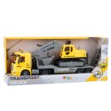 Ciężarówka Laweta Koparka Gąsienicowa Ruchoma Światła Dźwięki Żółta LEAN Toys
