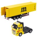 Ciężarówka Z Kontenerem Metalowa Kabina Napęd Pull Back Żółta LEAN Toys