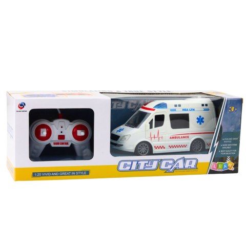 Karetka Ambulans Zdalnie Sterowany RC Światła Dźwięki 1:20 Biały LEAN Toys