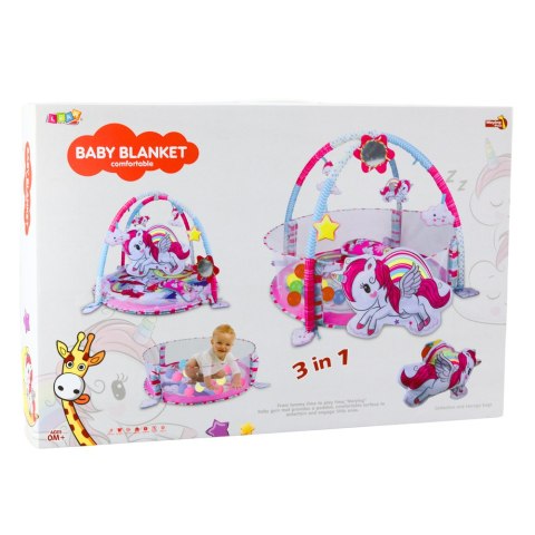 Mata Edukacyjna Dla Niemowląt Basen Na Kulki 3w1 Jednorożec Różowa LEAN Toys