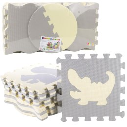 Miękkie Puzzle Mata Edukacyjna Kojec Pianka EVA Beżowe Szare 25 el. LEAN Toys