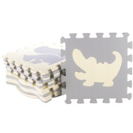 Miękkie Puzzle Mata Edukacyjna Kojec Pianka EVA Beżowe Szare 25 el. LEAN Toys