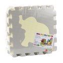 Miękkie Puzzle Mata Edukacyjna Zwierzęta Pianka EVA Beżowe Szare 9 el. LEAN Toys