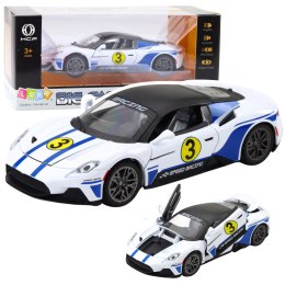 Samochód Metalowy Sportowy Światła Dźwięki Napęd Biały 1:22 LEAN Toys