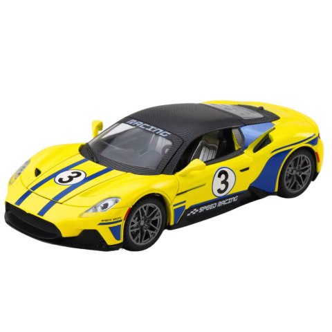 Samochód Metalowy Sportowy Światła Dźwięki Napęd Żółty 1:22 LEAN Toys