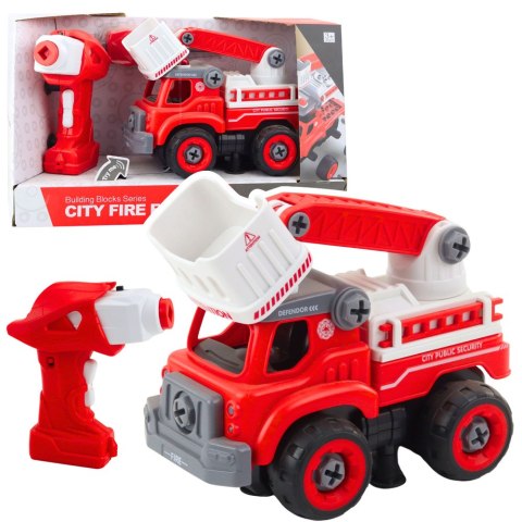 Wóz Strażacki Z Wysięgnikiem Do Skręcania Zdalnie Sterowany Wkrętarka 2w1 LEAN Toys