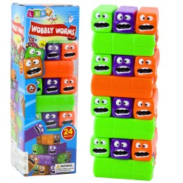 Gra Zręcznościowa Wieża 24 Klocki Z Buźkami Kolorowe LEAN Toys