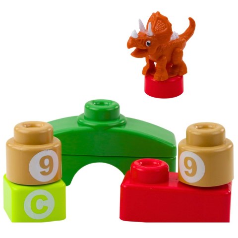 Klocki Konstrukcyjne Edukacyjne W Plecaku Dinozaury Cyfry Litery 26 el. LEAN Toys