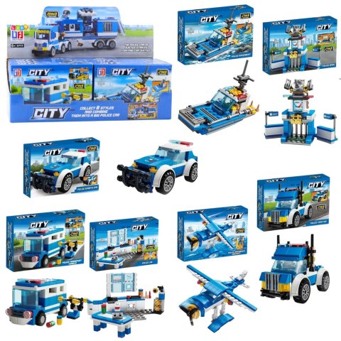 Klocki Konstrukcyjne Policja Helikopter Pojazdy Budynki 98-118 el. Mix LEAN Toys