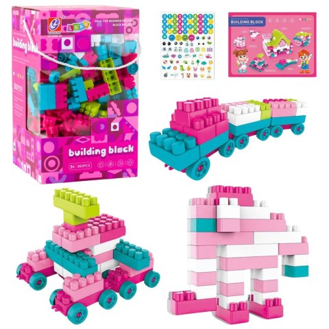 Klocki Konstrukcyjne Przestrzenne Pastelowe Różowe 360 el. LEAN Toys