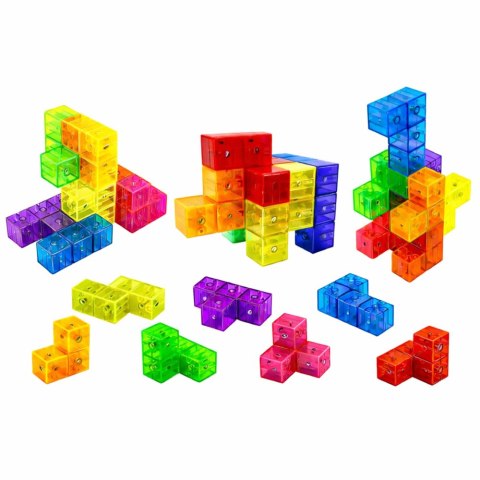 Klocki Magnetyczne Układanka Magic Cube 156 Kart Z Wyzwaniami 9 el. LEAN Toys