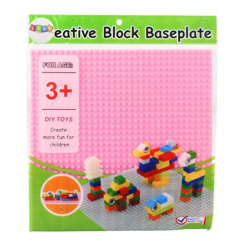 Płyta Plansza Konstrukcyjna Do Klocków Budowania Różowa 25,5x25,5 cm LEAN TOYS