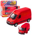 Samochód Dostawczy Metalowy Czerwony 1:32 Światła Dźwięki LEAN Toys