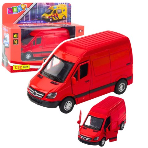 Samochód Dostawczy Metalowy Czerwony 1:32 Światła Dźwięki LEAN Toys