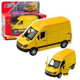 Samochód Dostawczy Metalowy Z Napędem Pull Back Światła Dźwięki Żółty 1:32 LEAN Toys