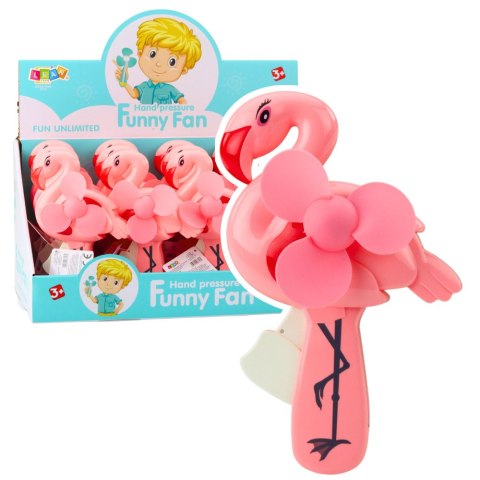 Wiatraczek Wentylator Ręczny Mechaniczny Dla Dzieci Flaming Różowy LEAN TOYS