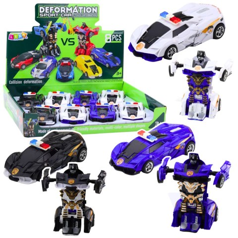 Auto Robot 2w1 Sportowy Samochód Policyjny Napęd Mix LEAN TOYS