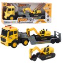 Ciężarówka Laweta Z Koparką Gąsienicową Obrotowa 360° Żółta 1:16 LEAN Toys