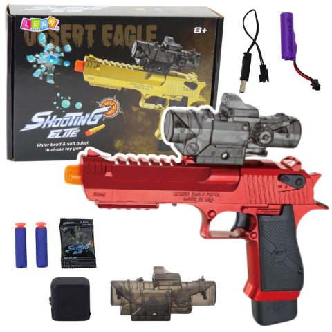 Elektryczny Pistolet na Kulki Wodne Strzałki Piankowe Czerwony LEAN Toys