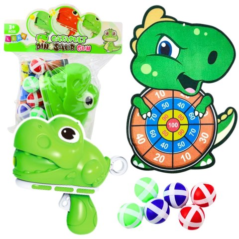 Gra Zręcznościowa Strzał Do Celu Pistolet Kulki Na Rzep Dinozaur LEAN TOYS