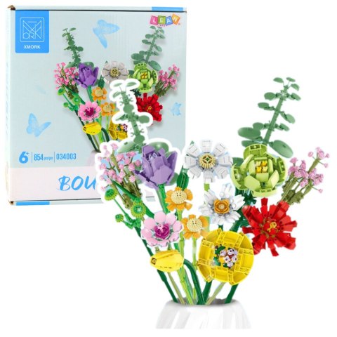 Klocki Konstrukcyjne Dekoracyjny Bukiet Kwiaty Kolorowe 854 el. LEAN Toys