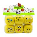 Miękkie Piłki Sportowe Emotki Żółte Zestaw 6szt 7cm LEAN TOYS