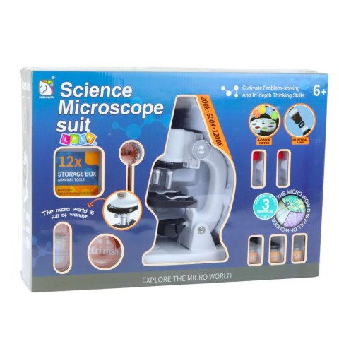 Mikroskop Edukacyjny LED Powiększenie 1200x Zestaw Naukowy Akcesoria LEAN Toys