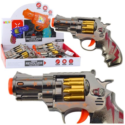 Pistolet Zabawkowy Rewolwer Obrotowy Magazynek Światła Dźwięki LEAN TOYS