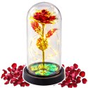 Wieczna Róża W Kopule Kryształowa Oświetlenie LED Czerwona 21x11cm LEAN