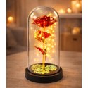 Wieczna Róża W Szle Kryształowa Oświetlenie LED Motylek Czerwona 21x11cm LEAN