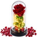 Wieczna Róża w Kopule z Oświetleniem LED Czerwona 21x11cm LEAN