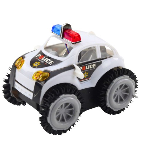 Autko Policyjne Przewrotek Czujnik Przeszkód 360° Światła Dźwięki Biały LEAN TOYS
