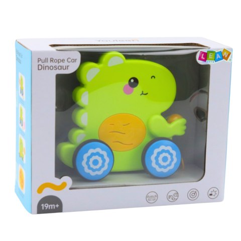 Dinozaur Na Sznurku Jeżdżący Do Ciągnięcia Dla Malucha Grzechotka Zielony LEAN Toys