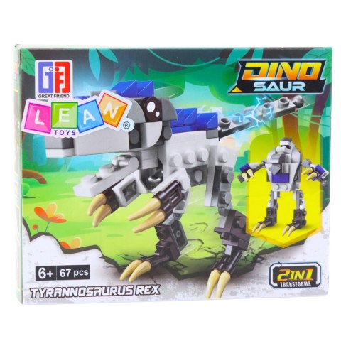 Klocki Konstrukcyjne 2w1 Dinozaur Robot Tyrannosaurus Rex 67 el. LEAN Toys
