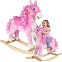 Koń Na Biegunach Dźwięki Rusza Pyskiem Ogonem Różowy 74 cm LEAN Toys