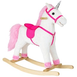 Koń Na Biegunach Jednorożec Dźwięki Rusza Pyskiem Ogonem Biały 74 cm LEAN Toys