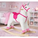 Koń Na Biegunach Jednorożec Dźwięki Rusza Pyskiem Ogonem Biały 74 cm LEAN Toys