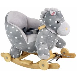 Koń Na Biegunach Jeździk 2w1 Konik Dla Malucha Szary w Kropki LEAN Toys
