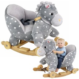 Koń Na Biegunach Jeździk 2w1 Konik Dla Malucha Szary w Kropki LEAN Toys