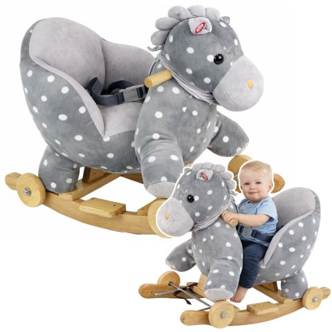 Koń Na Biegunach Jeździk 2w1 Konik Dla Malucha Szary w Kropki LEAN Toys