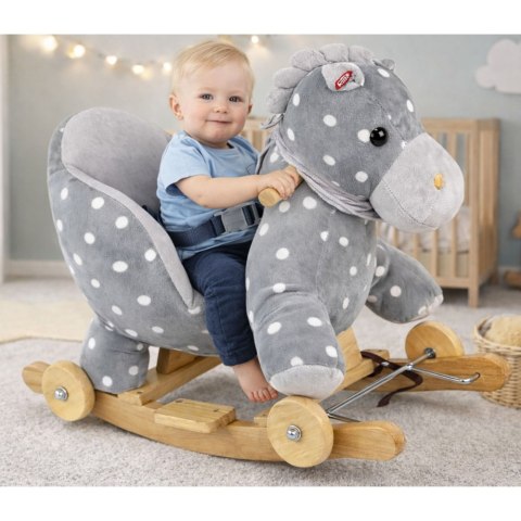Koń Na Biegunach Jeździk 2w1 Konik Dla Malucha Szary w Kropki LEAN Toys
