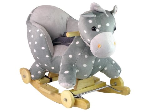 Koń Na Biegunach Jeździk 2w1 Konik Dla Malucha Szary w Kropki LEAN Toys