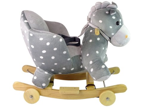 Koń Na Biegunach Jeździk 2w1 Konik Dla Malucha Szary w Kropki LEAN Toys